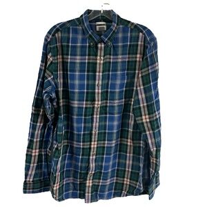 Old Navy Slim Long Sleeve Tartan Heather Grey plaid shirt, size large tall